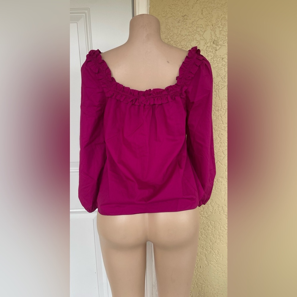 J. Crew Fuchsia Ruffle Blouse - Picture 3 of 10
